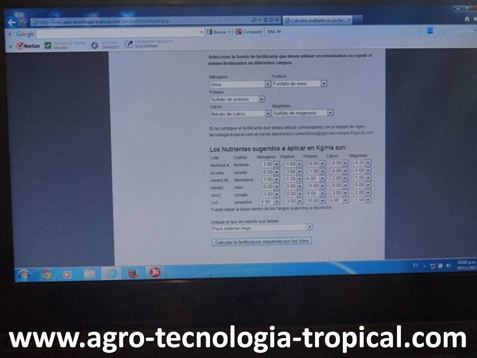 Se hacen ajustes en los niveles de nutrientes para el calculo del fertirriego